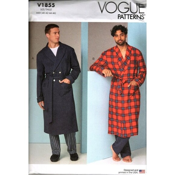 Vogue V1855 Mens 40 to 46 Bath Robe and Belt Uncut Sewing Pattern - Picture 1 of 2